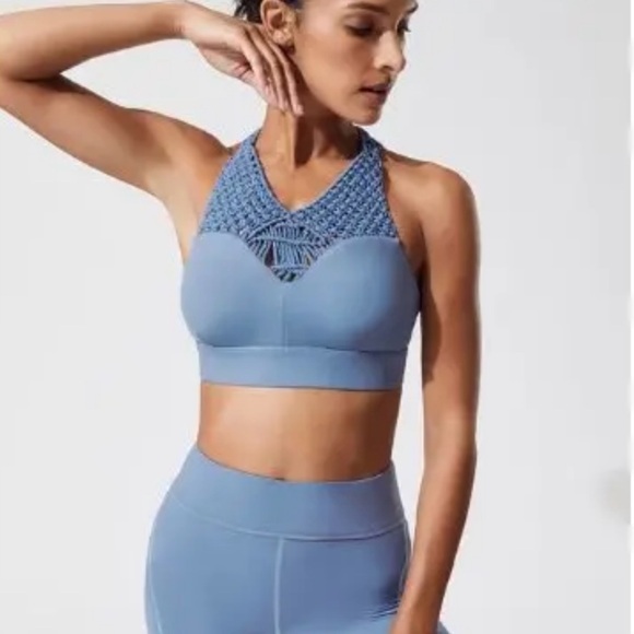 Carbon38 Sayang Canggu Macrame Crochet Sports Bra in Dusty Blue Limited Edition - Picture 3 of 7